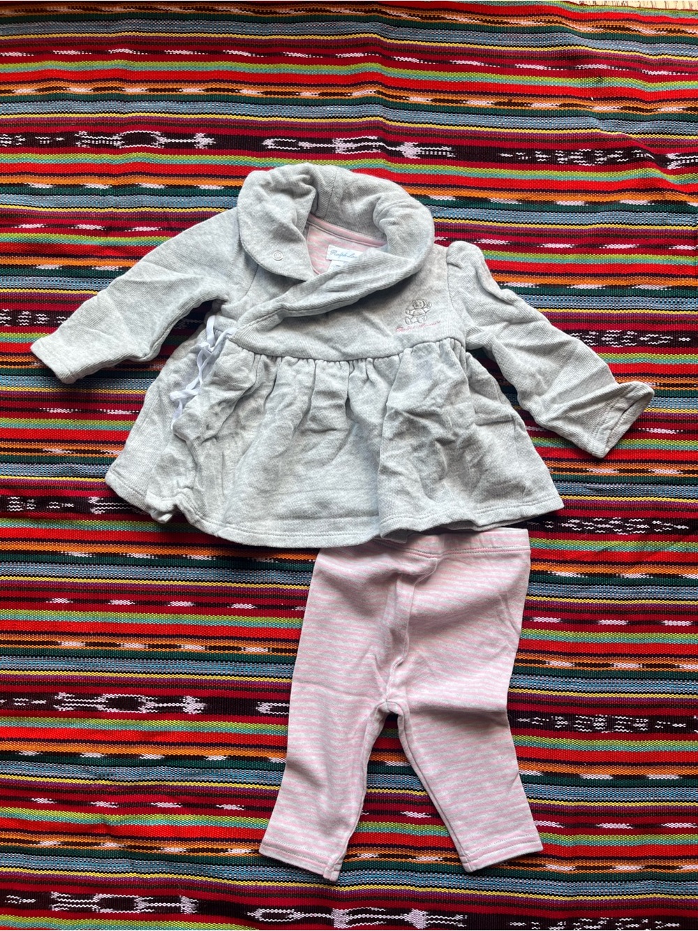 Polo Ralph Lauren baby Girl set up Grey And Pink 6 months